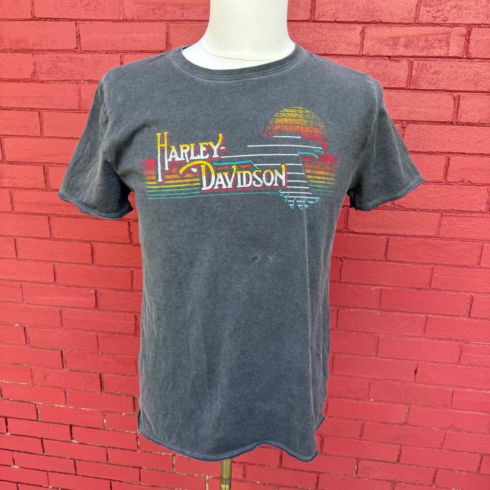 Harley Davidson Jackson Hole Wyoming Graphic Shirt Womens Large Biker Grunge‎